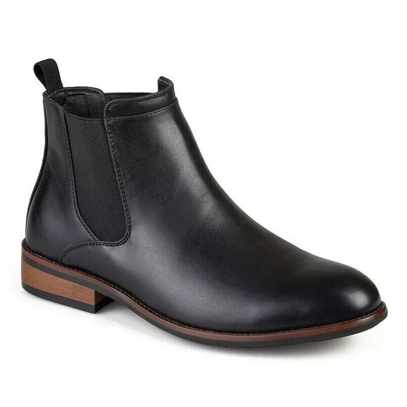 Vance Co Boots Mens 12 M Landon Dress Chelsea Black Faux Leather Ankle Shoes NEW main image 4